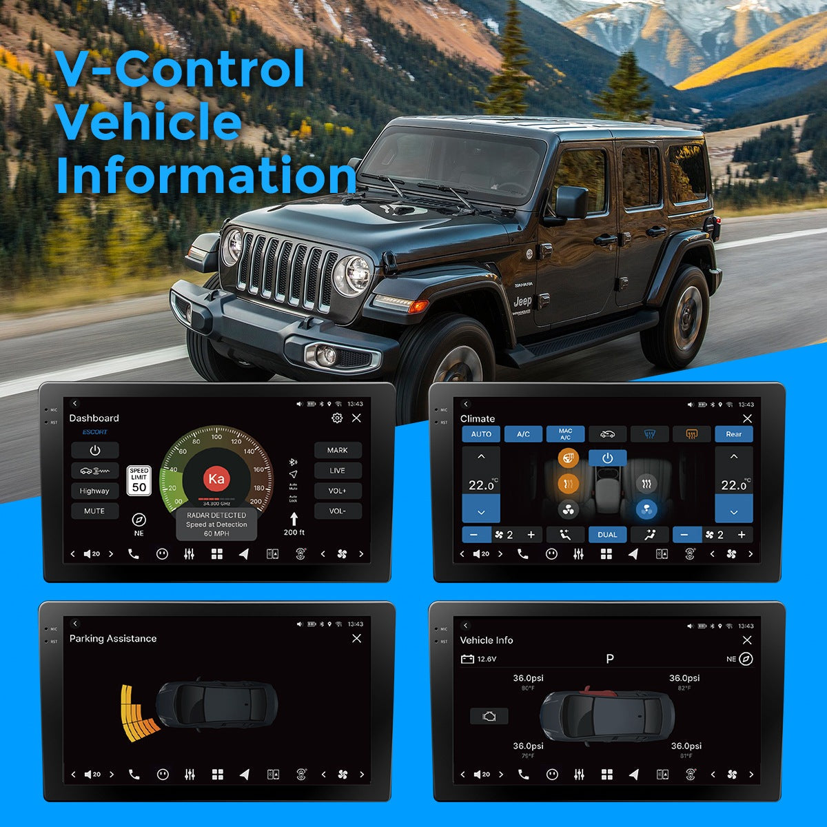 VISION 9" Custom-Fit Car Stereo for Jeep Wrangler (JL) 2018-2023 & Jeep Gladiator (JT) 2020–2023