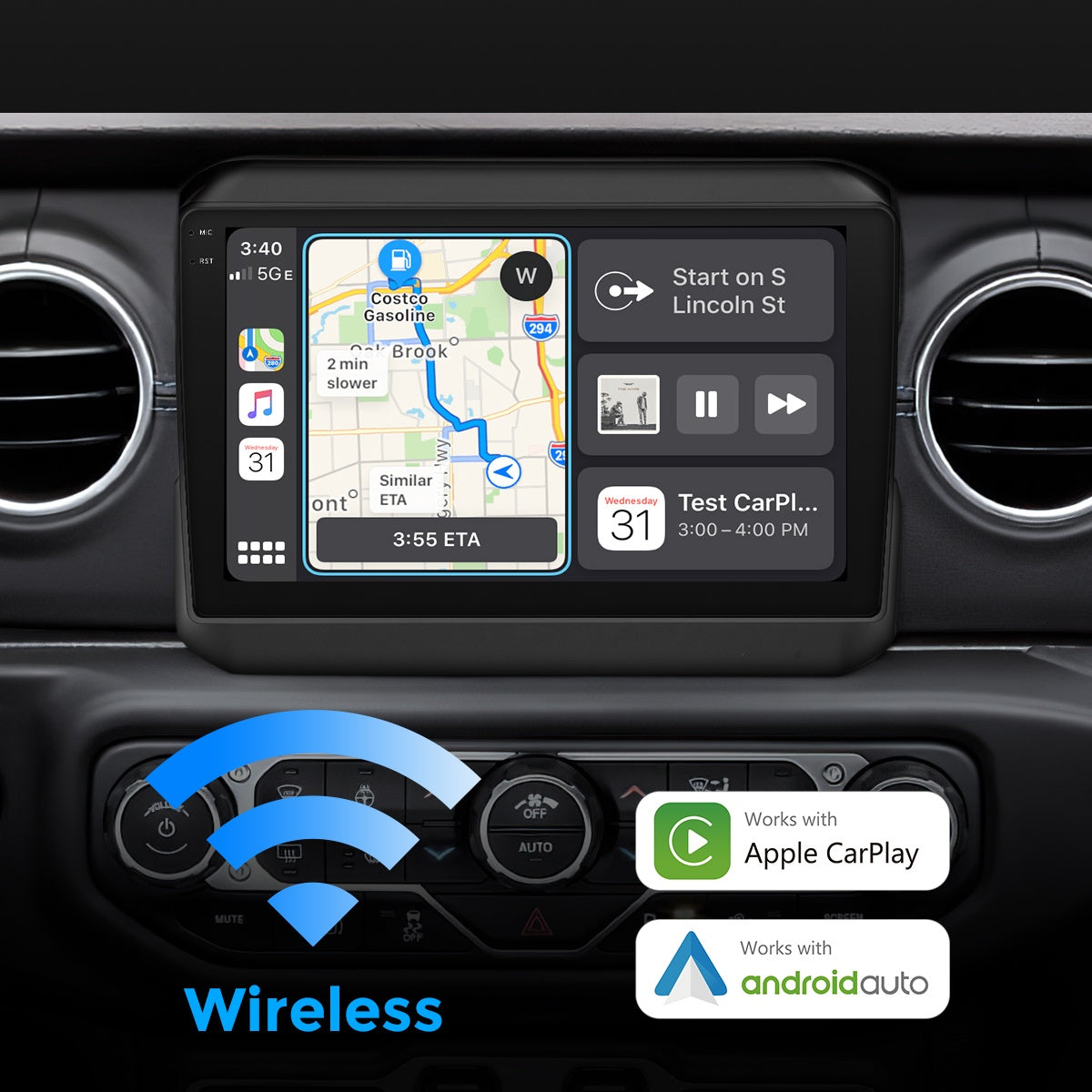 VISION 9" Custom-Fit Car Stereo for Jeep Wrangler (JL) 2018-2023 & Jeep Gladiator (JT) 2020–2023