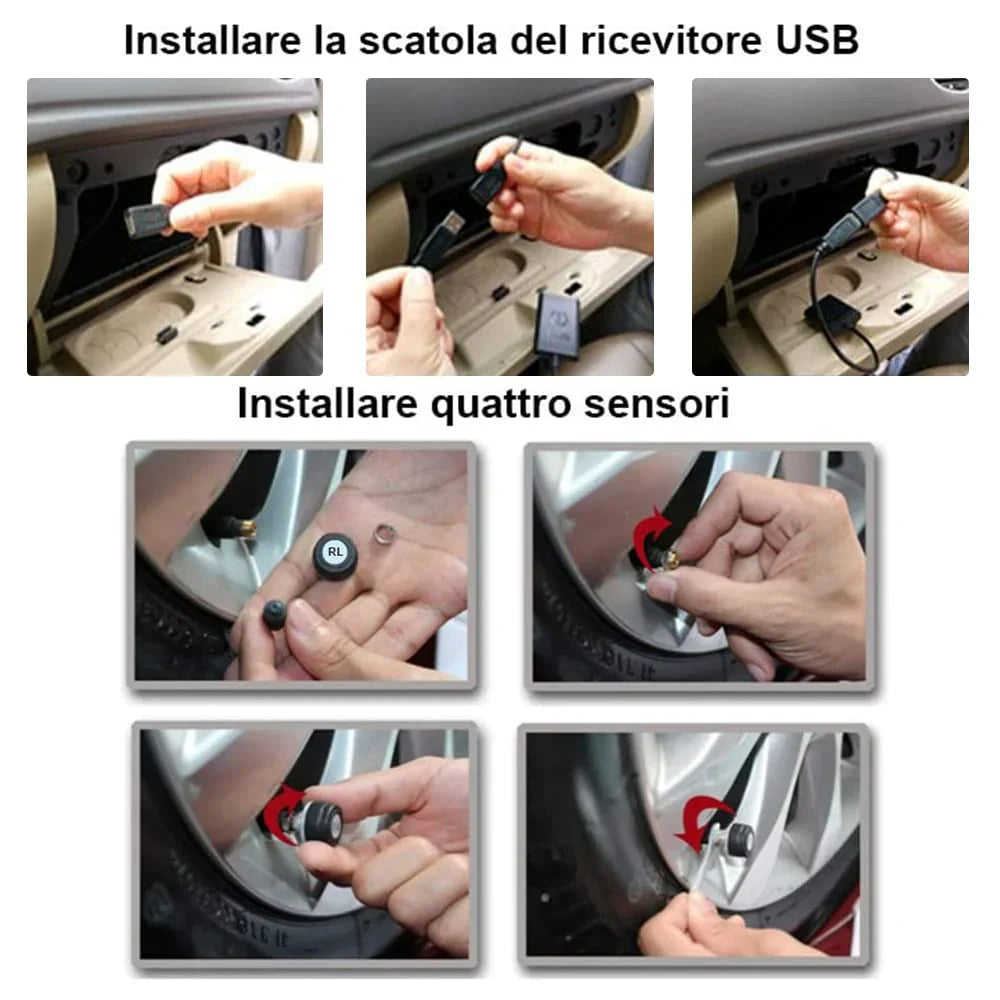 USB TPMS Tyre Pressure Monitoring Sensors System