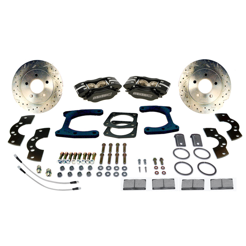 American Made Comp S 4-Piston Billet Aluminum Rear Disc Brake Kit W/DS Rotors. Black W111-37BK