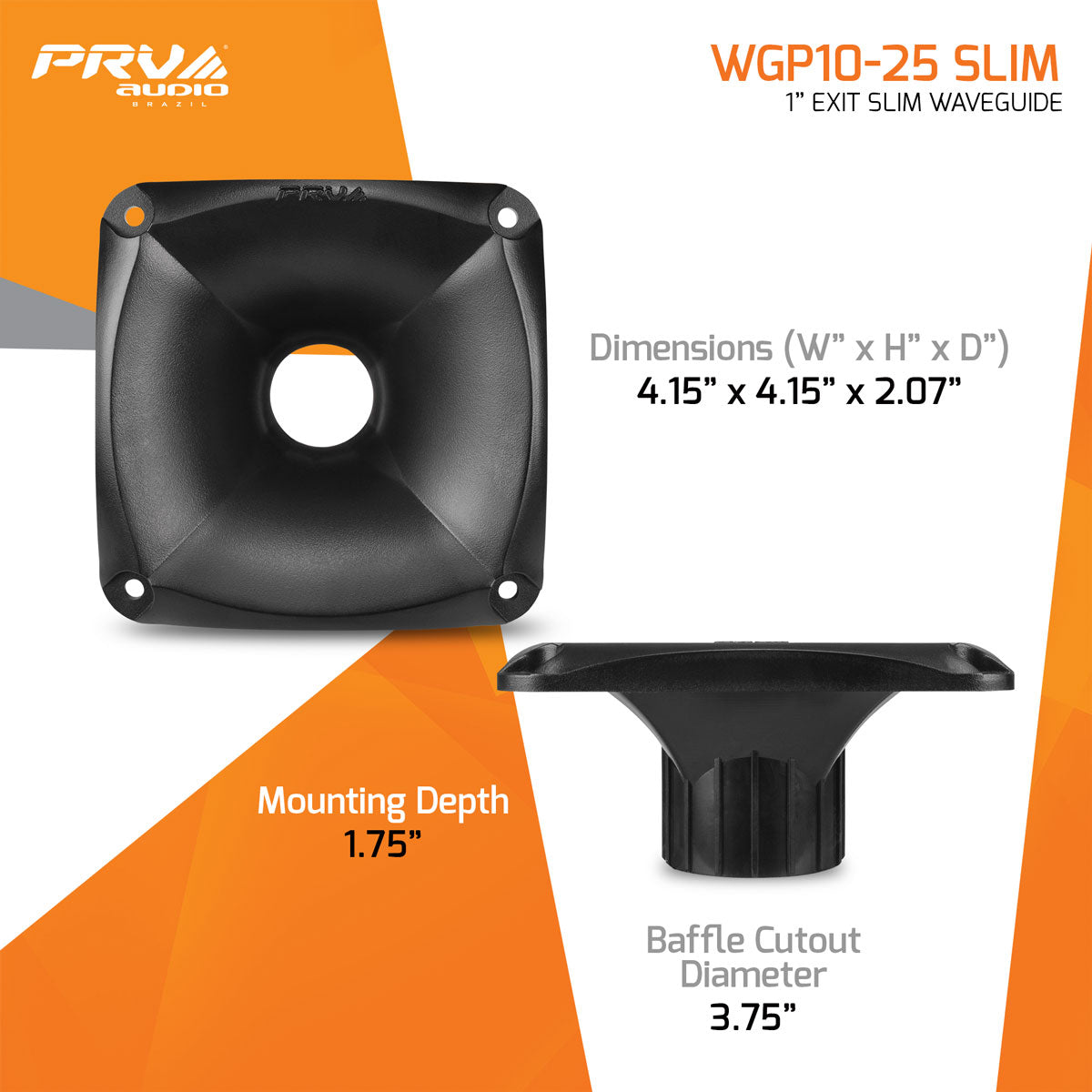 PRV Audio WGP10-25 SLIM 1-inch Exit Screw-on Waveguide Black