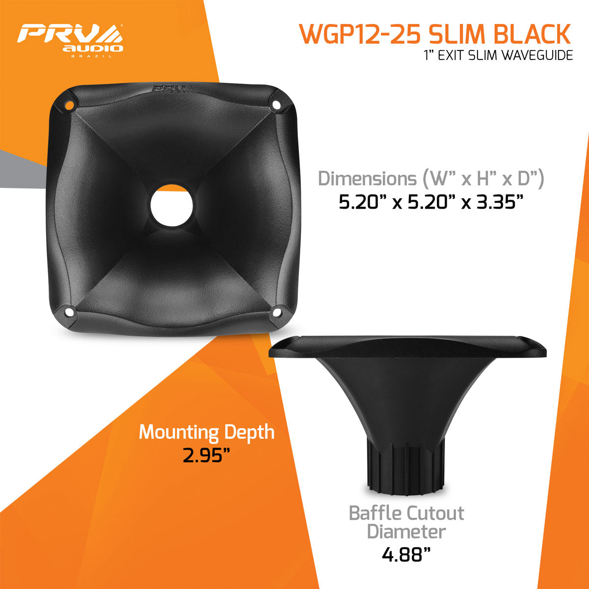 PRV Audio WGP12-25 SLIM BLACK Compact 1" Screw-On Waveguide