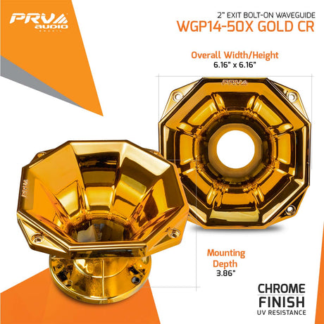 PRV Audio WGP14-50X Car Audio Horn Gold Chrome Finish