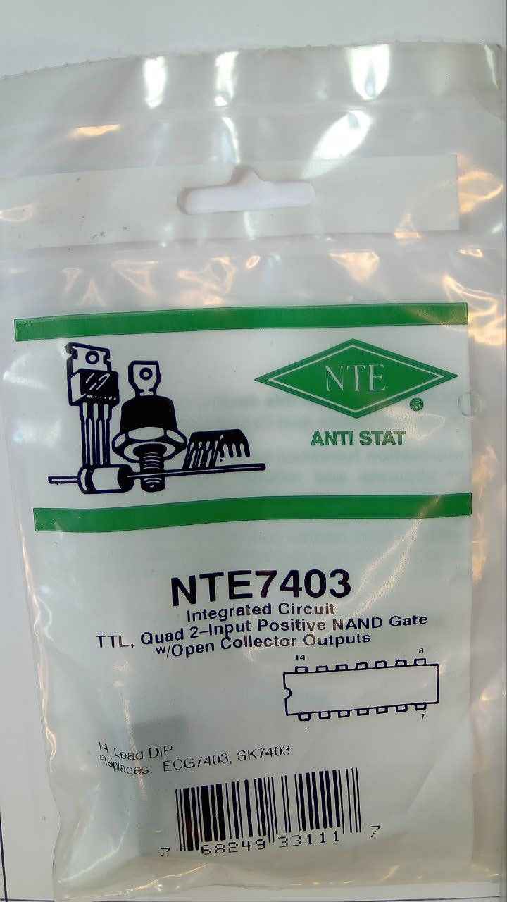 NTE7403 IC TTL, Quad 2-Input Positive NAND Gate w/ Open Collector Outputs NTE