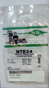 NTE24 NPN-Si, Plastic Power NTE
