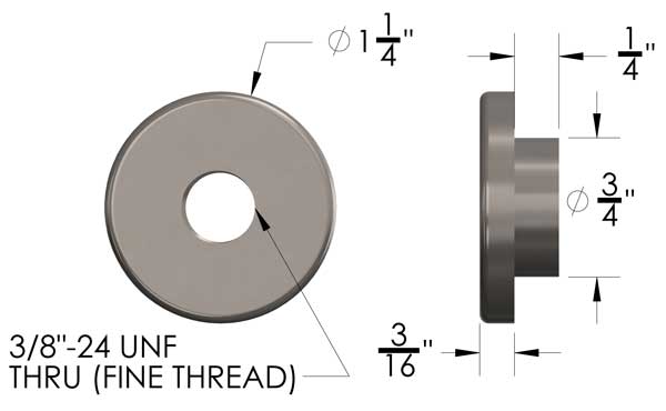 Threaded Weld Washer 3/8"-24  6 Pack