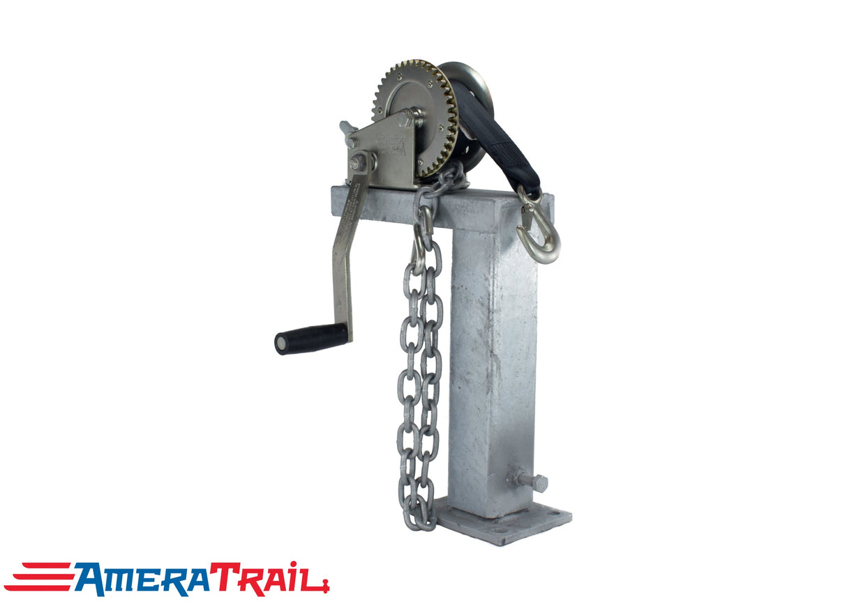 Adjustable Winch Stand 10" Tall 90° Fixed Angle - Includes 18" Chain w/ S Hook