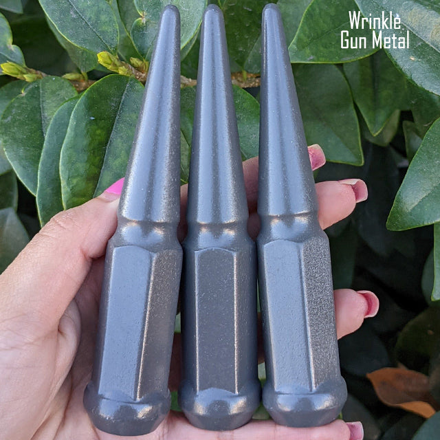 24 Pc 14x1.5 Spike Lug Nuts 4.5" Tall - Powder Coated - Various Colors