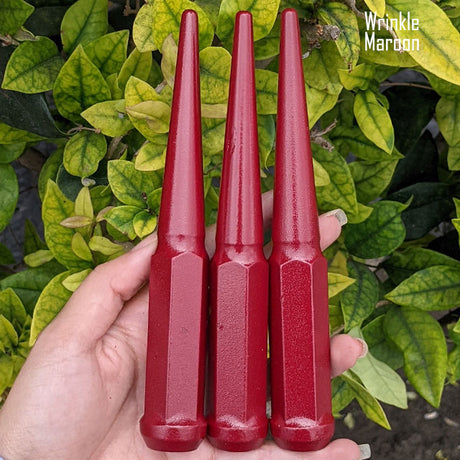 24 Pc 14x1.5 Spike Lug Nuts 6" Tall - Powder Coated - Various Colors