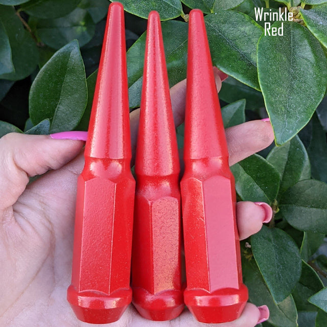 24 Pc 14x1.5 Spike Lug Nuts 4.5" Tall - Powder Coated - Various Colors