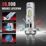 X3S H7 100W 6500K 24000LM White IP67 LED Headlight Bulbs 2Pcs