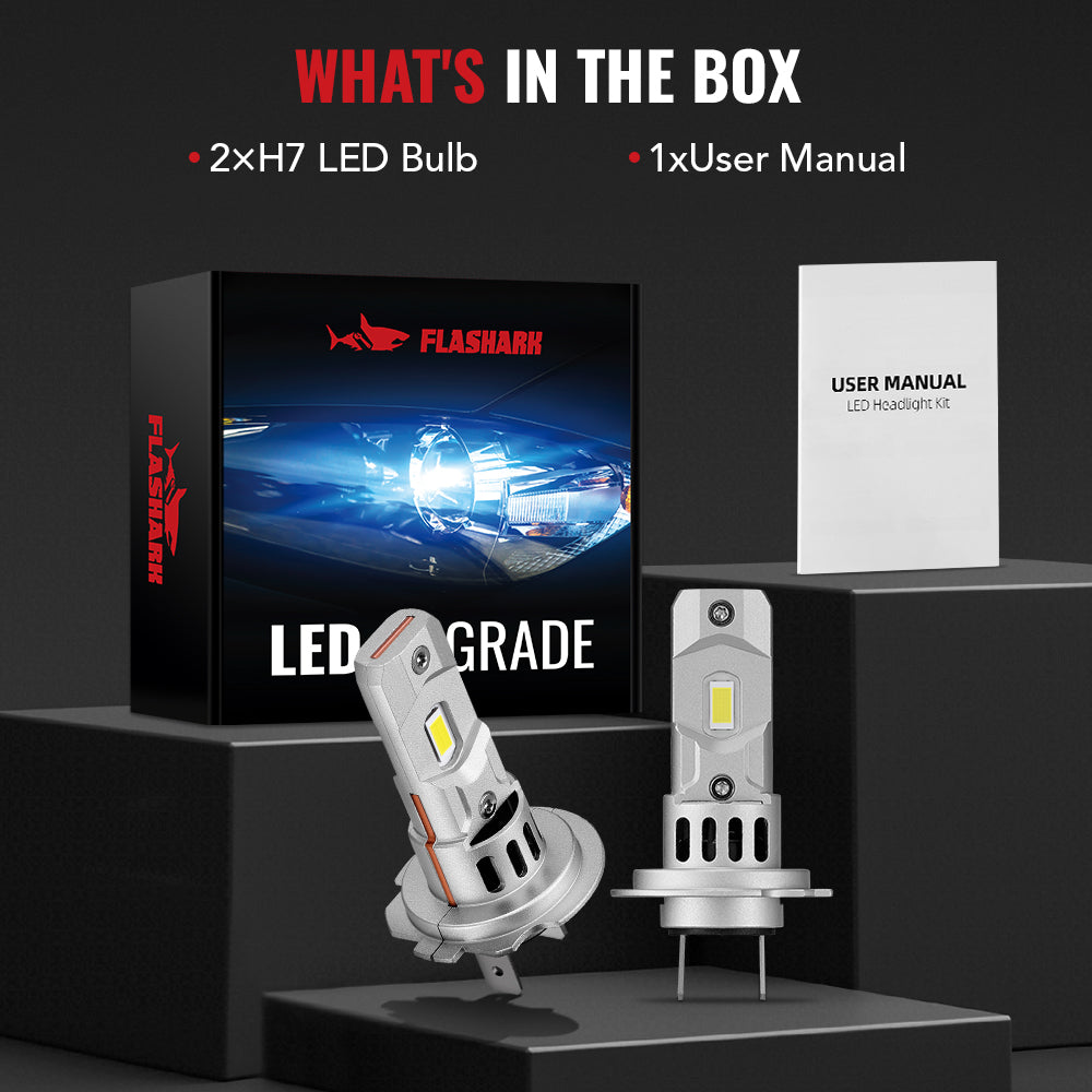 X3S H7 100W 6500K 24000LM White IP67 LED Headlight Bulbs 2Pcs Flashark