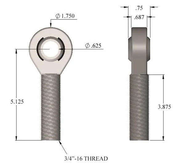 Heat Treated Chromoly 3/4-16 x 5/8 RH Magnum Series Heim
