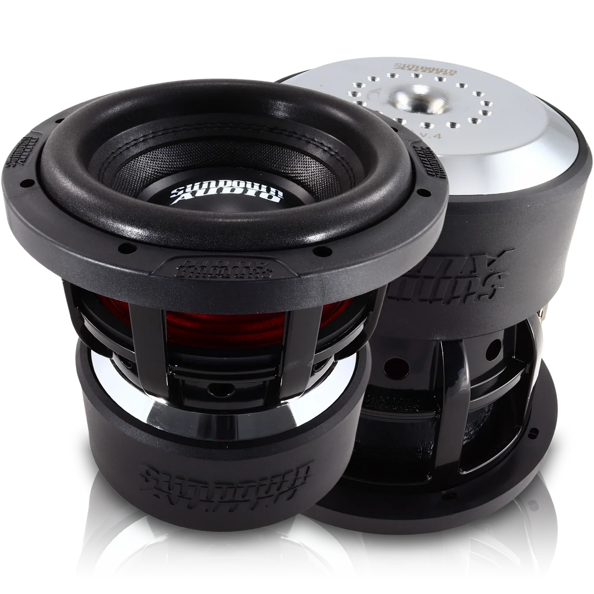 (4) Sundown Audio X8 v4 & Dodge Crew Cab 19-25 Quad 8" Subwoofer Box Combo