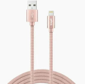 Xyst Charge and Sync USB to Lightning Braided Cable, 10 ft. (Rose Gold) TekShack