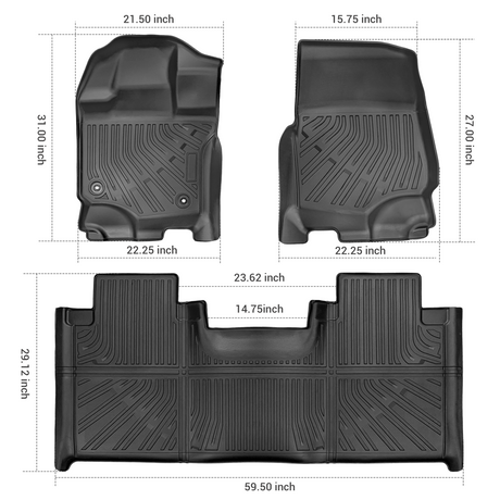 Trucktok 2015-2025 Ford F150 SuperCab All-Weather TPE Floor Mats TruckTok