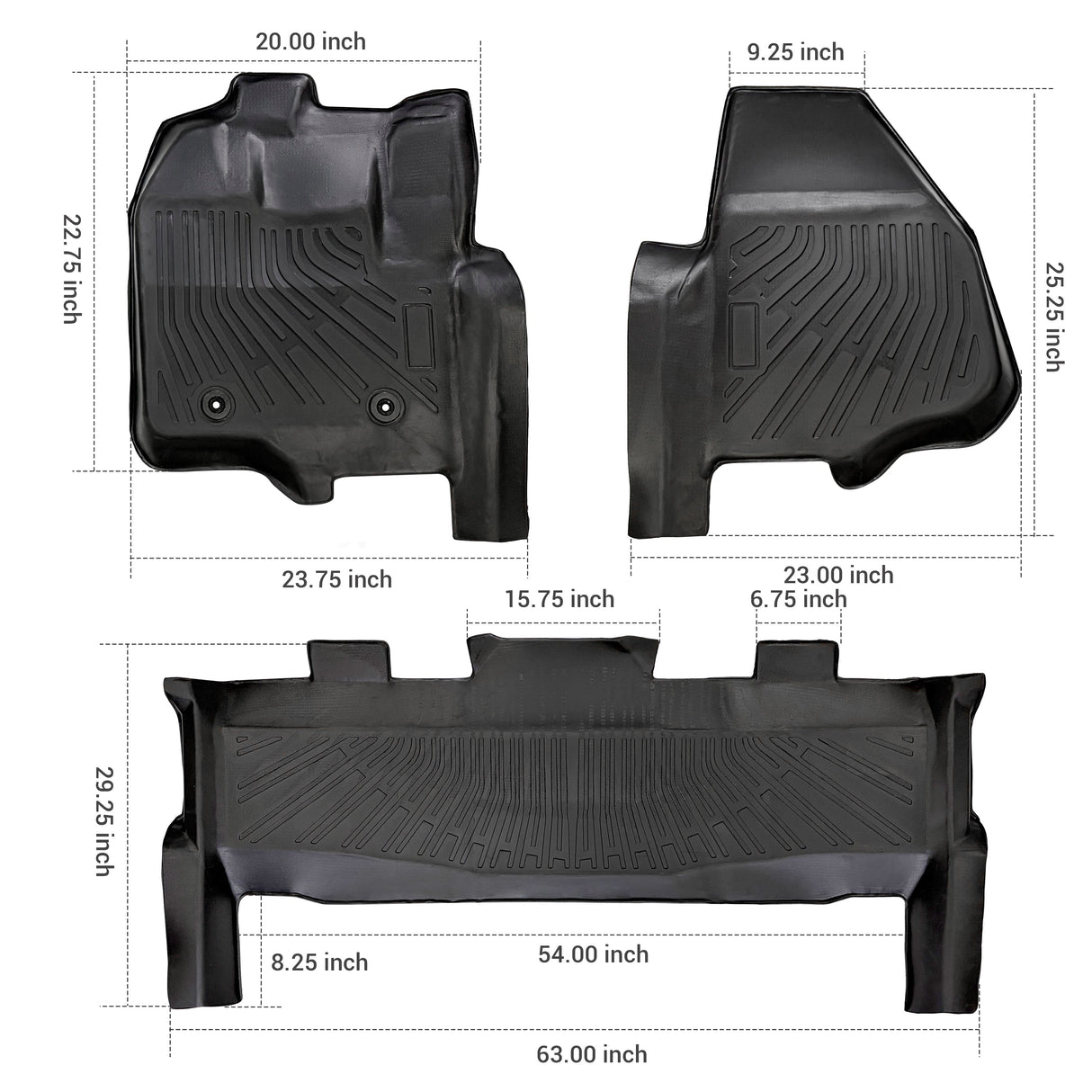 Trucktok 2012-2016 Ford F250 F350 F450 SuperCrew Cab All-Weather TPE Floor Mats TruckTok