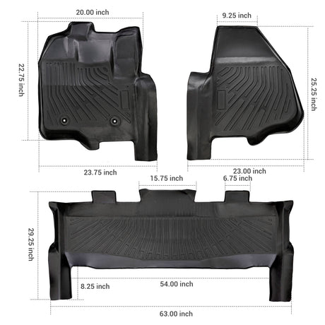 Trucktok 2012-2016 Ford F250 F350 F450 SuperCrew Cab All-Weather TPE Floor Mats TruckTok