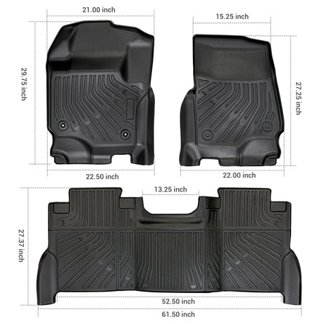 Trucktok 2017-2025 Ford F250 F350 F450 SuperCrew Cab All-Weather TPE Floor Mats TruckTok