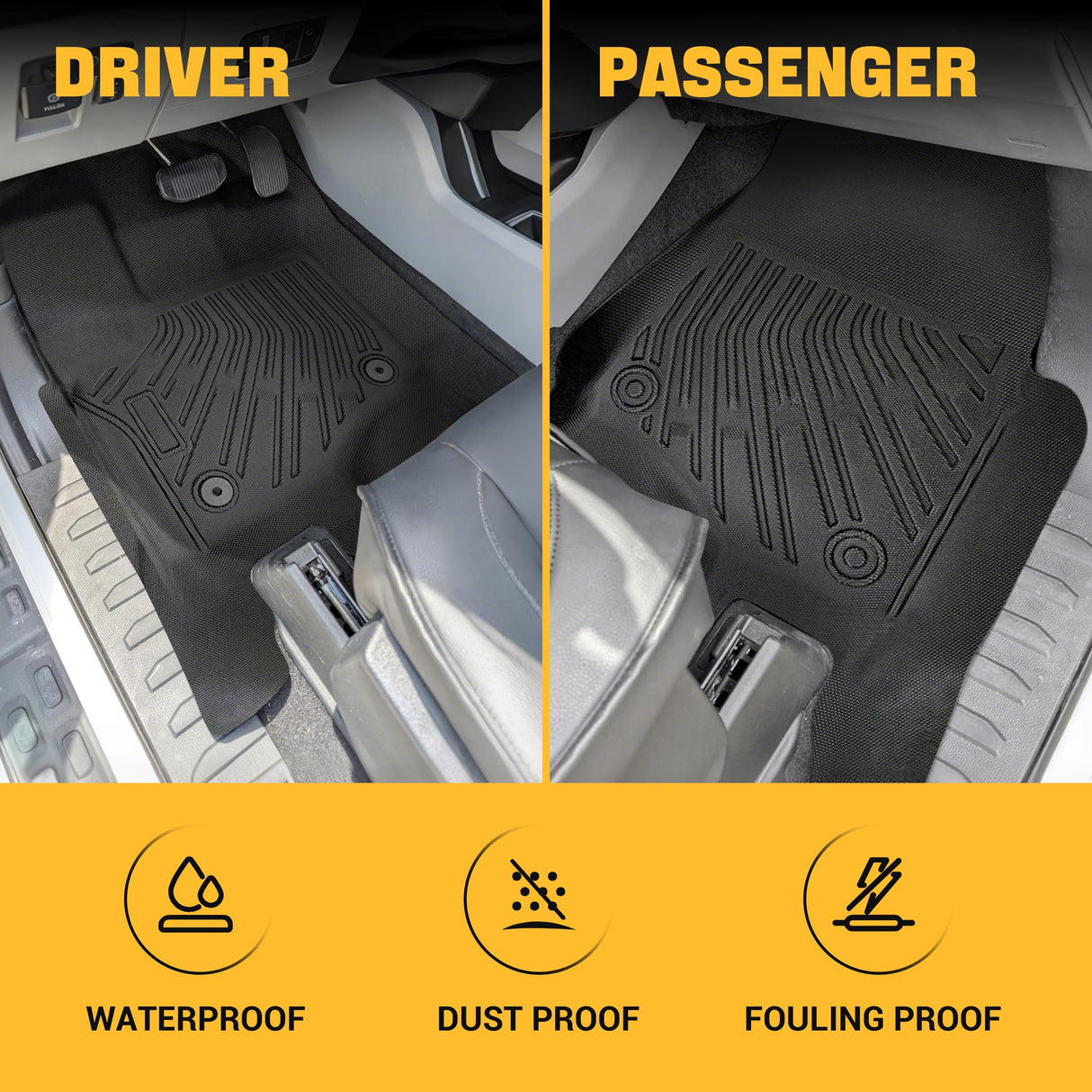 Trucktok 2017-2025 Ford F250 F350 F450 SuperCrew Cab All-Weather TPE Floor Mats TruckTok