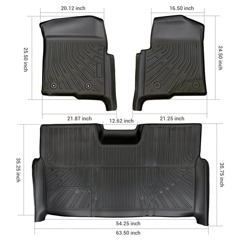 Trucktok 2010-2014 Ford F150 SuperCrew Cab All-Weather TPE Floor Mats TruckTok