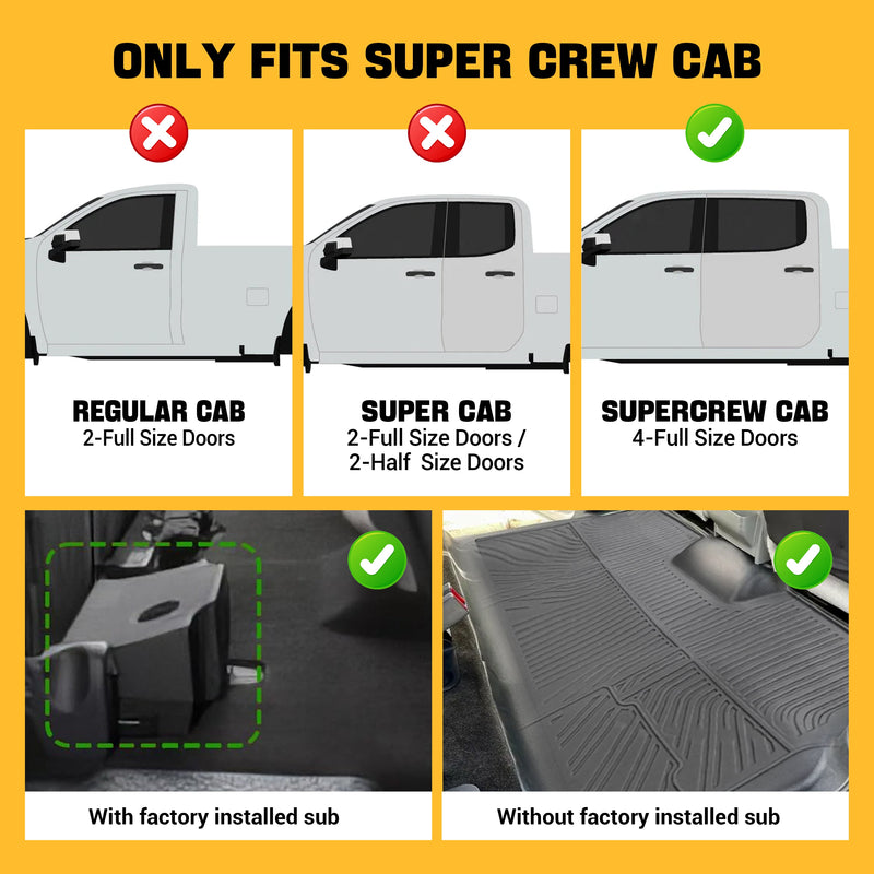 Trucktok 2010-2014 Ford F150 SuperCrew Cab All-Weather TPE Floor Mats TruckTok