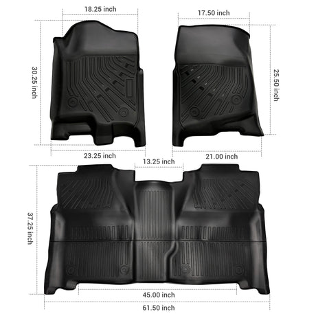 Trucktok Silverado Sierra 2007-2013 1500 & 2007-2014 2500HD 3500HD Crew Cab All-Weather TPE Floor Mats TruckTok