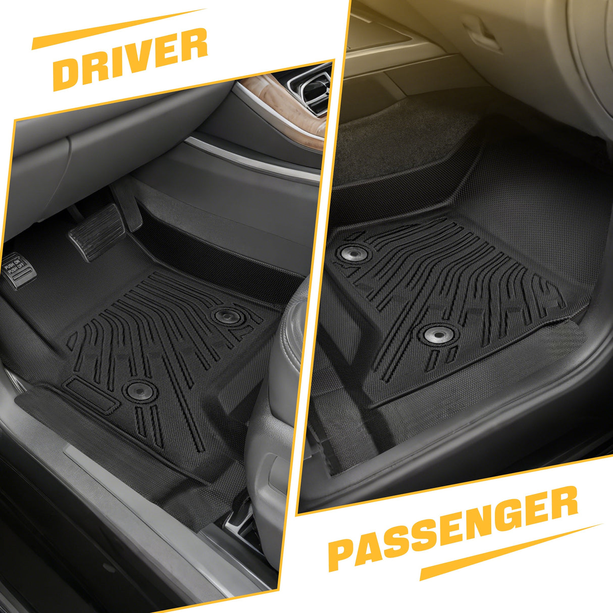 Trucktok Silverado Sierra 2014-2018 1500 & 2015-2019 2500HD 3500HD Crew Cab All-Weather TPE Floor Mats TruckTok