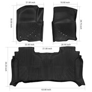 Trucktok Silverado Sierra 2019-2025 1500 & 2020-2025 2500HD 3500HD Crew Cab All-Weather TPE Floor Mats TruckTok