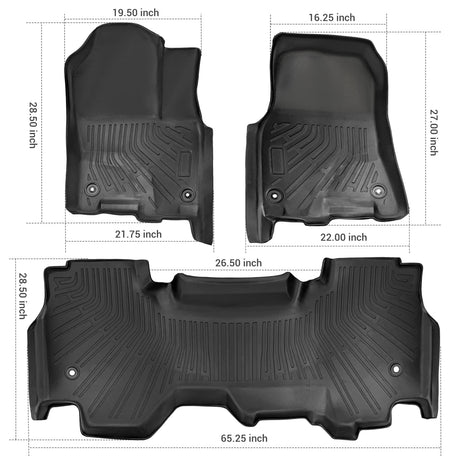 Trucktok 2025-2026 Dodge Ram 1500 Quad Cab All-Weather TPE Floor Mats TruckTok