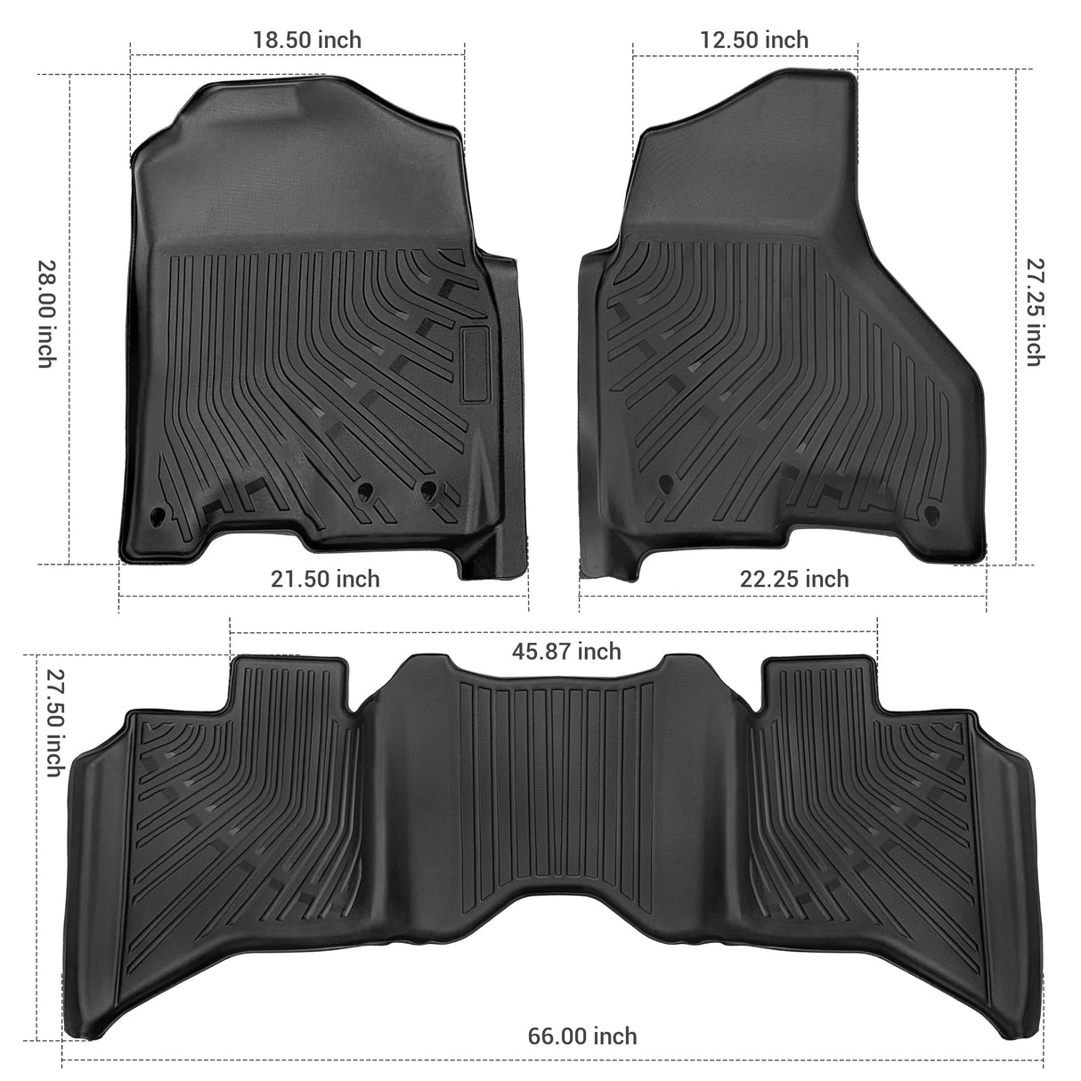 Trucktok Dodge Ram 2013-2018 1500 2500 3500 & 2019-2024 1500 Classic Crew Cab All-Weather TPE Floor Mats TruckTok
