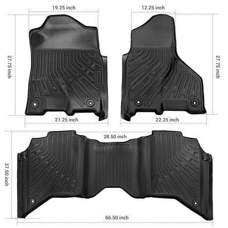 Trucktok 2019-2025 Dodge Ram 2500 3500 Crew Cab All-Weather Floor Mats TruckTok