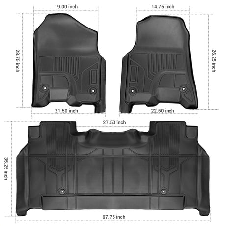 Trucktok 2019-2024 Dodge Ram 1500 New Body Crew Cab with Storage Box All-Weather Floor Mats TruckTok