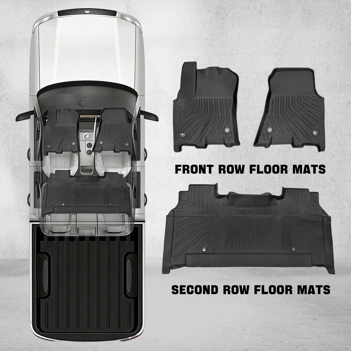 Trucktok 2025-2026 Dodge Ram 1500 Crew Cab with Storage All-Weather TPE Floor Mats TruckTok