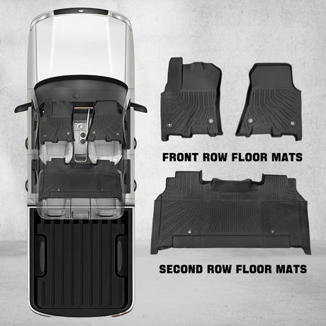 Trucktok 2025-2026 Dodge Ram 1500 Crew Cab with Storage All-Weather TPE Floor Mats TruckTok