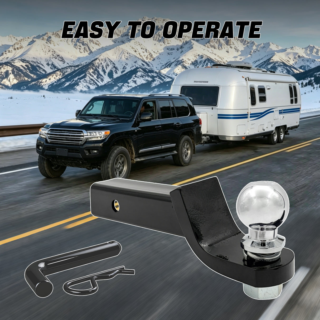 Trucktok 2" Receiver Hitch Ball Mount with 6,000 lbs GTW & Hitch Pin TruckTok