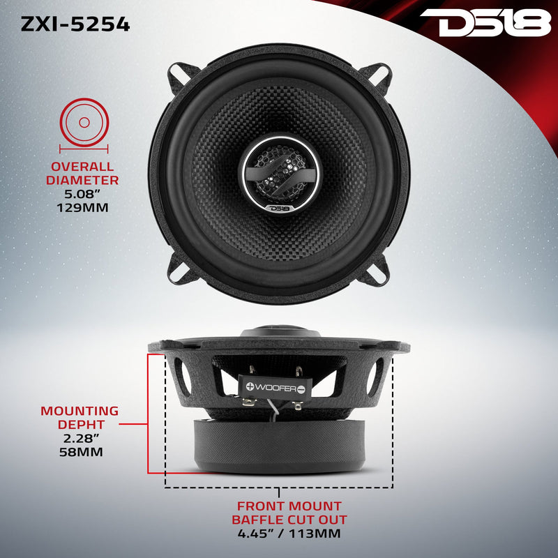 ZXI 5.25" 2-Way Coaxial Speakers with Kevlar Cone | 60 Watts RMS 4-Ohm