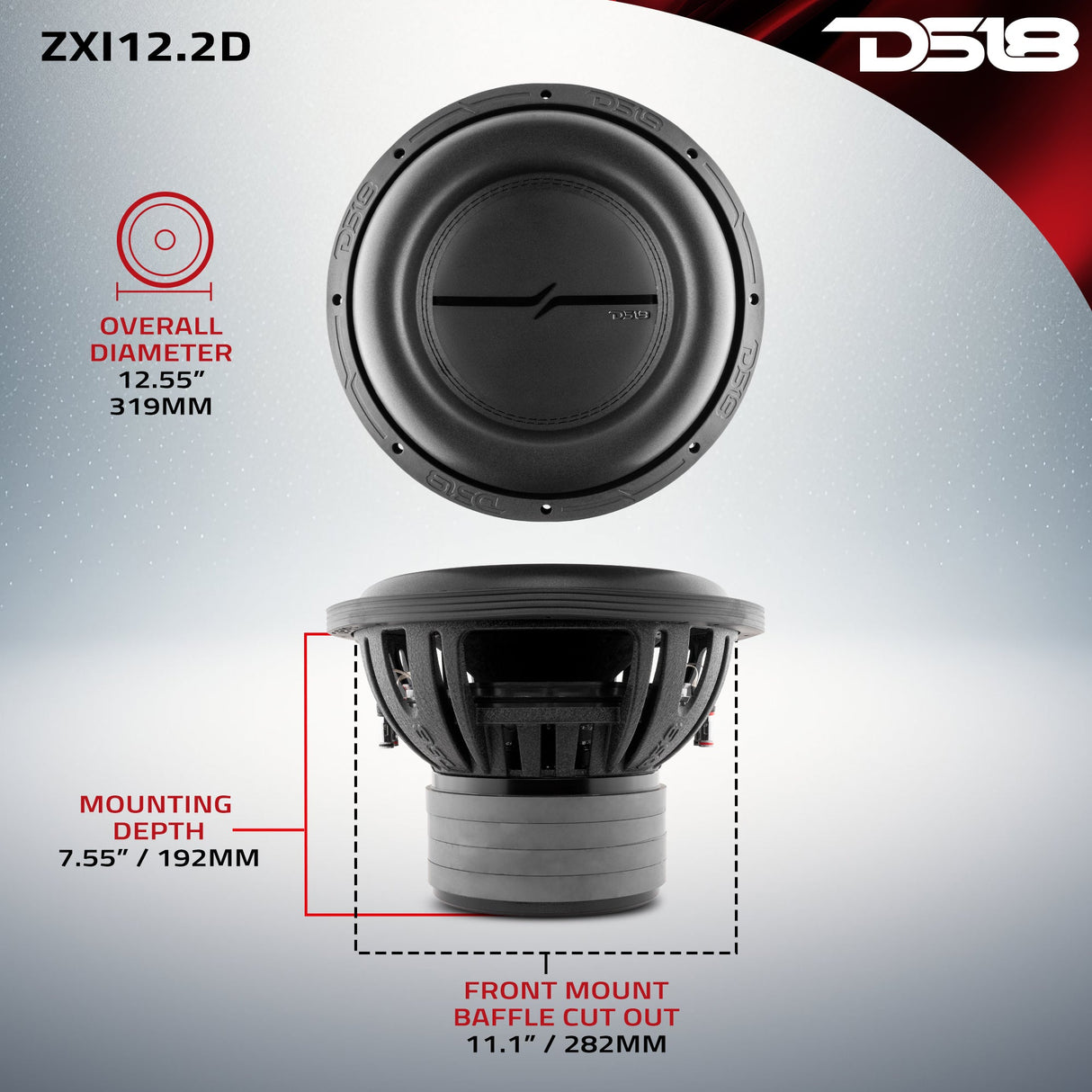 ZXI 12" High Excursion Subwoofer Quad Stacked Magnets | 1000W RMS DVC 2-Ohm