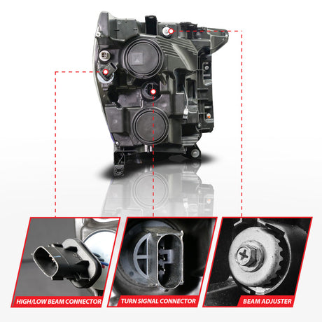 ANZO 21-23 Ford F150 LED Projector Headlight w/Switchback+Sequential - Black (Passenger Side Only)