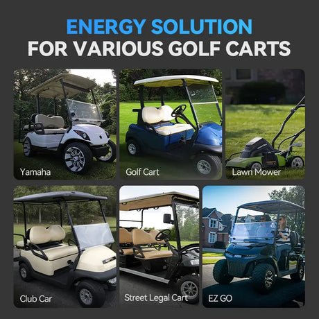 51.2V 105Ah/65Ah Golf Cart Lithium Battery, Built-in Smart 200A BMS, APP Supported, MAX 10.24 KW, 4000+ Cycles Charging, Designed For Golf Carts