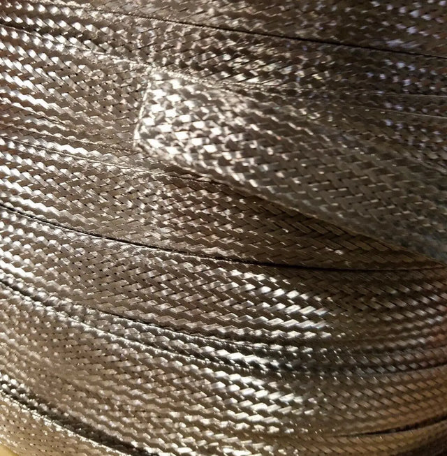 Stainless Steel FLAT Braid Sleeving 304 - 3/8" - length 20 ft USA MADE AC/DC WIRE AND SUPPLY