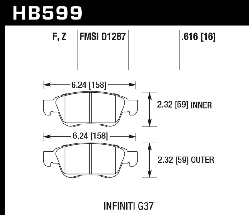 Hawk 14-15 Infiniti Q60 HPS 5.0 Front Brake Pads