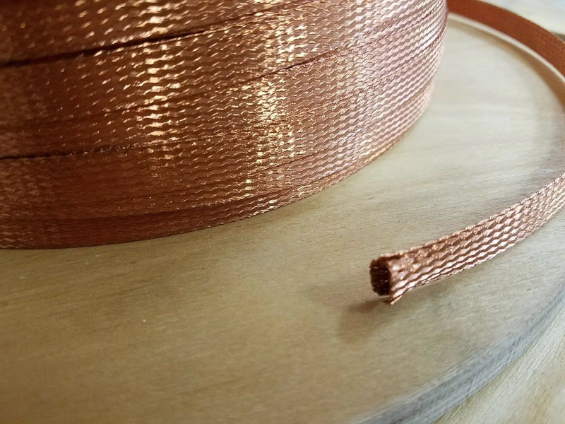 500 FEET 3/8" BRAIDED GROUND STRAP GROUNDING Bare Copper Flat Braid MADE IN USA AC/DC Wire And Supply