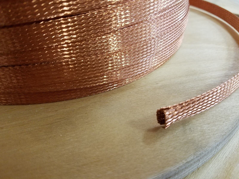 10 FEET 3/8" BRAIDED GROUND STRAP GROUNDING Bare Copper Flat Braid MADE IN USA
