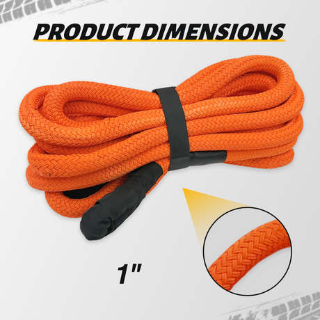 Trucktok 1" x 30ft Kinetic Recovery Rope 35,000 lbs for Off-Road Truck TruckTok