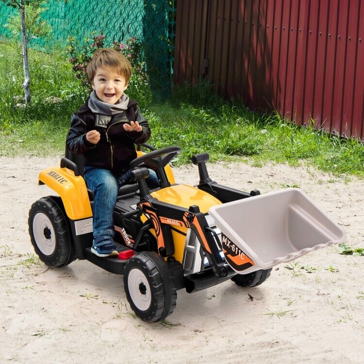 Adjustable Arm Kids Ride-On Excavator with Bucket - 12V Battery Powered Outdoor Toy for Toddlers