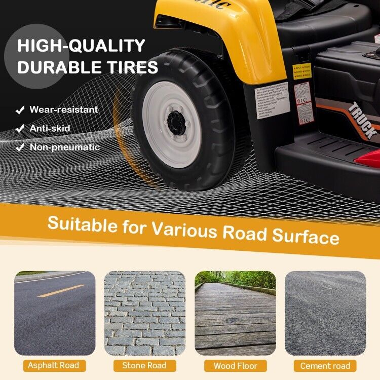 Adjustable Arm Kids Ride-On Excavator with Bucket - 12V Battery Powered Outdoor Toy for Toddlers