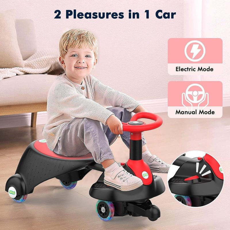 Adjustable Length Kids' Car Ride with Light-Up Wheels and Rechargeable Battery