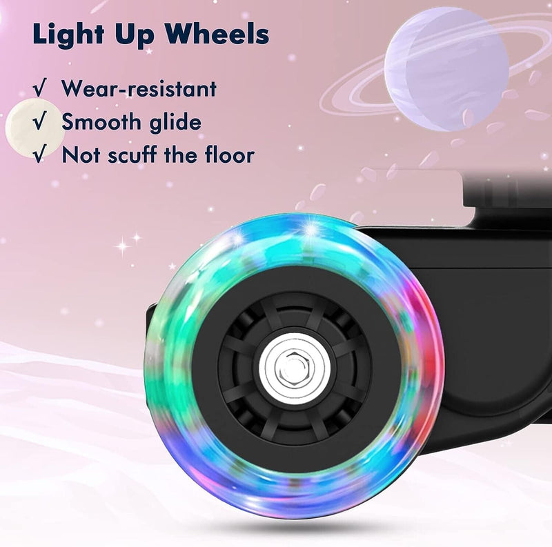 Adjustable Length Kids' Car Ride with Light-Up Wheels and Rechargeable Battery