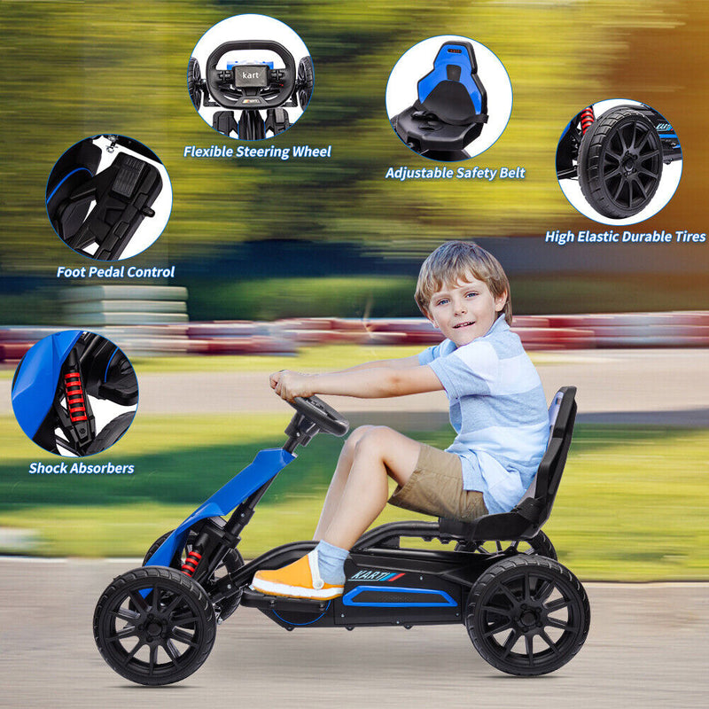 Adjustable Seat 4-Wheel Pedal Go Kart for Kids with Safety Belt